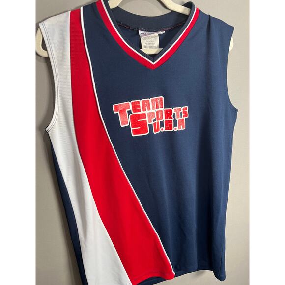 Team Sport USA Jersey Sz M Blue Red White Teamwork Apparel Sports Basketball - Picture 8 of 11
